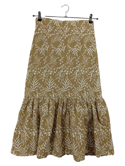 ZAPA Damen A-Linienrock Maxirock Beige Blumenmuster Gr. 38 M