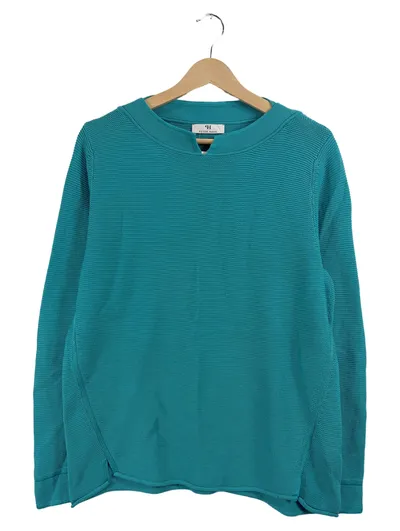 Peter Hahn Damen Strickpullover Türkis Gr. 42 Baumwolle Rundhals