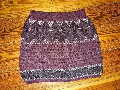 BDG Strickrock Damen Gr. M Norwegermuster Bordeaux Rot Baumwolle
