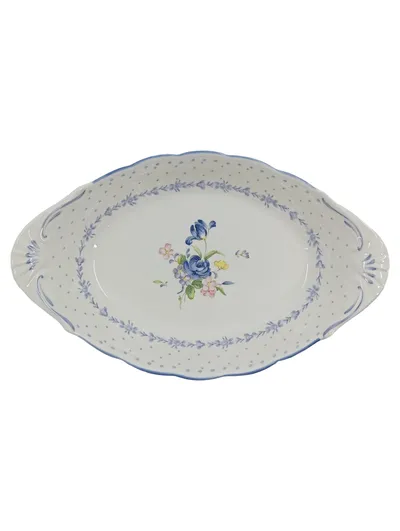 Nikko Servierplatte Porzellan Weiß Blumenmuster Romantisch 20 cm