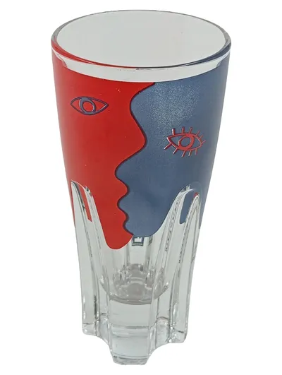 Ramazzotti Schnapsglas 4cl 2cl Messmarkierung Gesichter Design Sammler