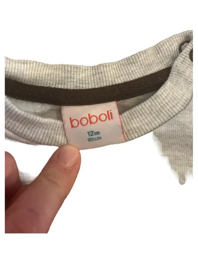 Boboli Kinder Pullover Gr. 80 Grau Fuchs Motiv Baumwolle