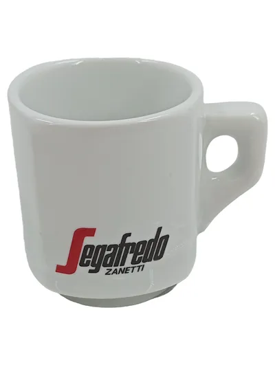 Segafredo Zanetti Espressotasse mit Unterteller Porzellan Weiß Logo