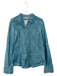 Elisa Cavaletti Damen Bluse XL Raffungen Blau Baumwolle Bohemian 1