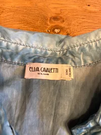 Elisa Cavaletti Damen Bluse XL Raffungen Blau Baumwolle Bohemian 3