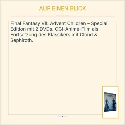 Final Fantasy VII Advent Children Special Edition 2 DVDs Anime Film