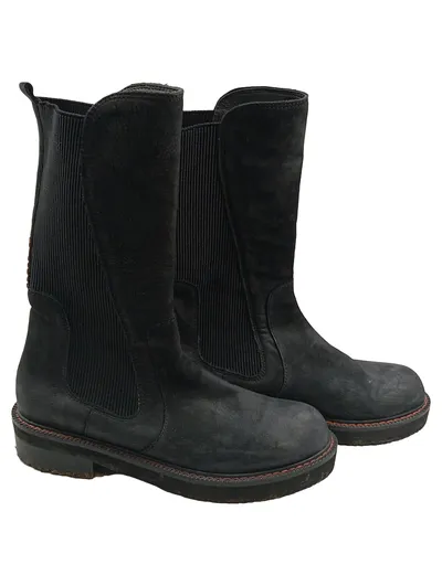 EVERYBODY Damen Stiefel Chelsea Boots Leder Schwarz Gr. 38.5