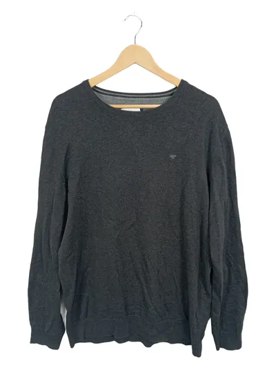 Tom Tailor Herren Pullover Gr. XL Grau Meliert Baumwolle Langarm Basic