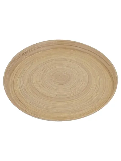 IKEA Servierplatte Tablett rund Bambus Holz Ø 38 cm Beige Minimalistisch