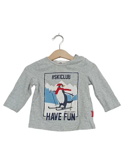 Gulliver Kinder Pullover Grau Gr. 74 Pinguin Motiv Skiclub