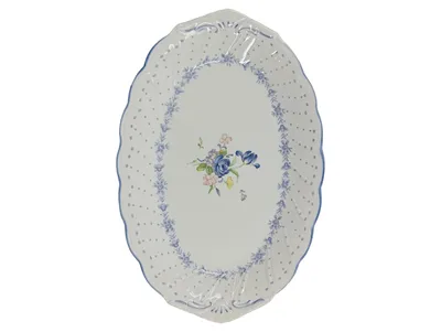 Nikko Servierplatte Porzellan Weiß Blumenmuster 24x15 cm Klassisch