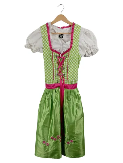 Birkhahn Mode Dirndl Trachtenkleid Gr. 36 Grün Pink Kariert Bluse