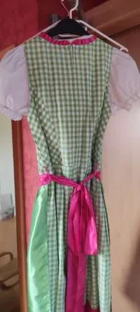 Birkhahn Mode Dirndl Trachtenkleid Gr. 36 Grün Pink Kariert Bluse 2