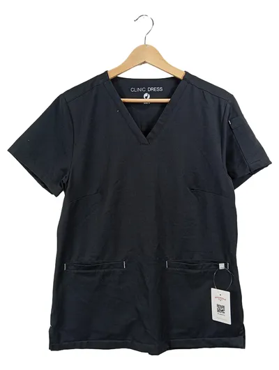 CLINIC DRESS Kasack Arbeitskleidung Schwarz Gr. S Damen V-Ausschnitt