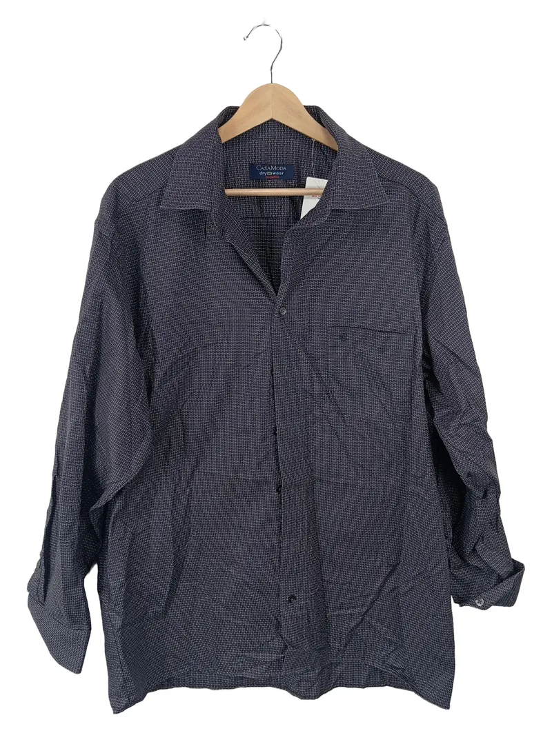CASAMODA Herren Business Hemd Langarm Gr. 42 XL Blau Gemustert bügelfrei 1