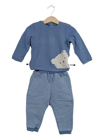 Mayoral Baby Set Langarmshirt und Hose mit Bärenapplikation Blau Gr. 80