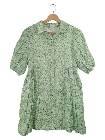 ZARA Mädchen Blusenkleid Blumenmuster Grün Gr. 164 Viskose