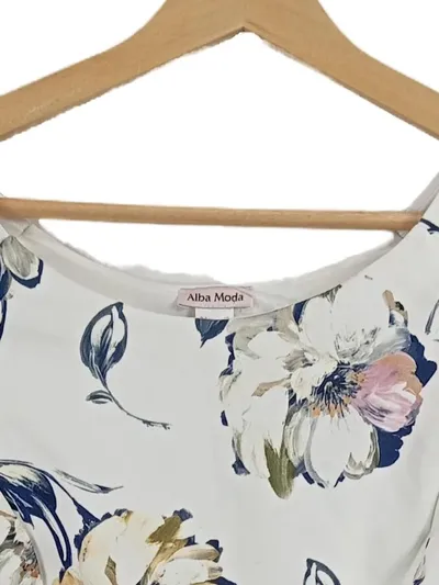 Alba Moda Etuikleid Damen Gr. 40 Weiß Blumenmuster Schleife Sommer