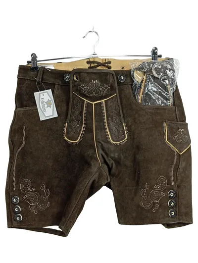 Edelnice Trachtenlederhose Herren Kurz Gr. 46 Braun Leder Oktoberfest