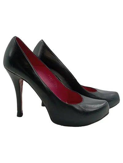 Buffalo London Damen Pumps Leder Schwarz High Heel Gr. 38 Elegant