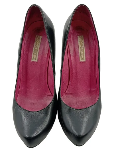 Buffalo London Damen Pumps Leder Schwarz High Heel Gr. 38 Elegant