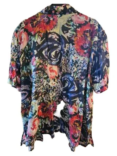 MONA Damen Bluse Kurzarm Blumenmuster Mehrfarbig Gr. 48