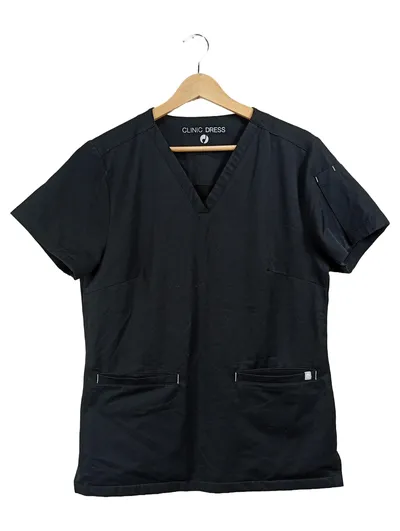 CLINIC DRESS Damen Kasack Arbeitskleidung Schwarz Gr. 36, S Kurzarm