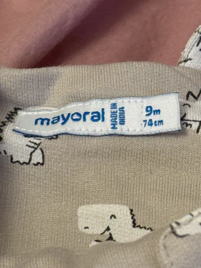Mayoral Baby Set Latzhose T-Shirt Dino-Print Gr. 74 Beige Jungen