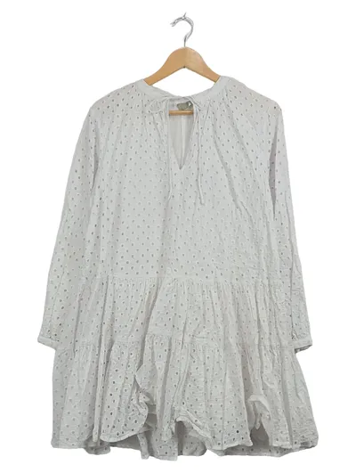 ASOS Damen Sommerkleid Gr. 40 L Weiß Lochmuster Bohemian