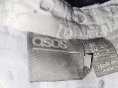 ASOS Damen Sommerkleid Gr. 40 L Weiß Lochmuster Bohemian