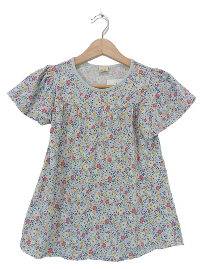 ALANA Mädchen Kleid Blumenmuster Gr. 116 Hellblau Kurzarm Sommer