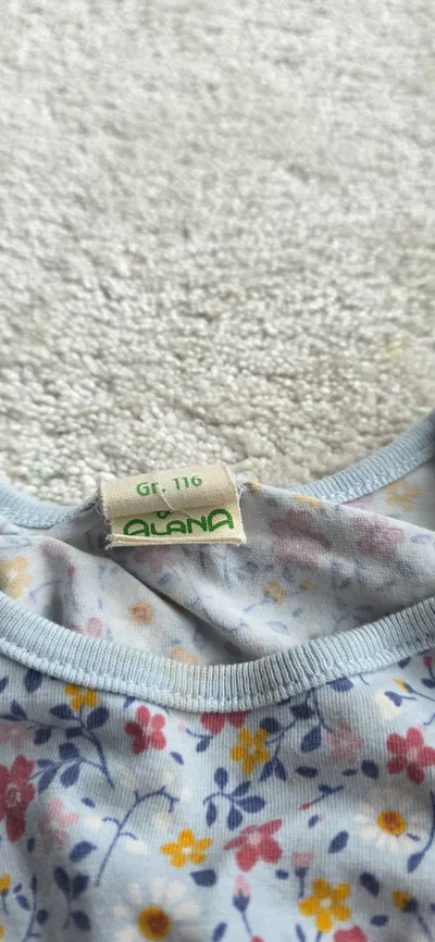 ALANA Mädchen Kleid Blumenmuster Gr. 116 Hellblau Kurzarm Sommer