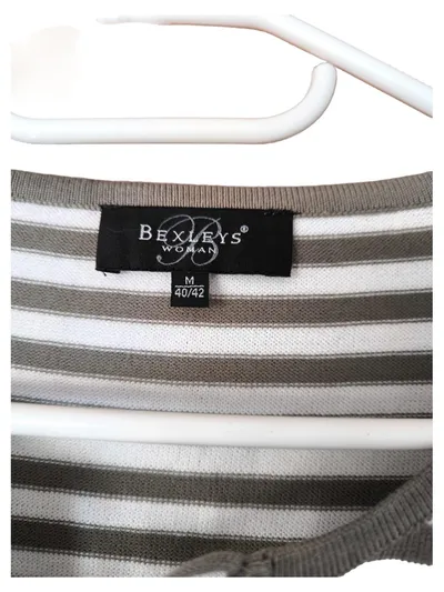 Bexleys Woman Shirt Pullover Damen Gr. M 40/42 Gestreift Oliv Weiß Maritim