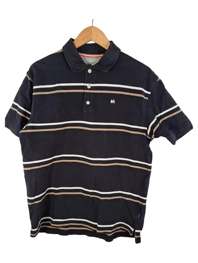 LERROS Herren Poloshirt Schwarz Gestreift Gr. 48, M Kurzarm