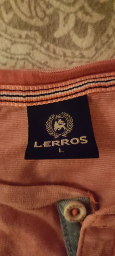 LERROS Herren T-Shirt Henley Gr. L Orange Meliert Kurzarm Casual