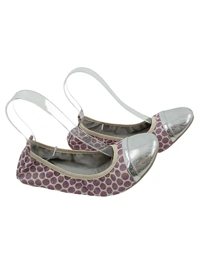 Tamaris Damen Ballerinas Gr. 38 Lila Silber Punkte Slipper