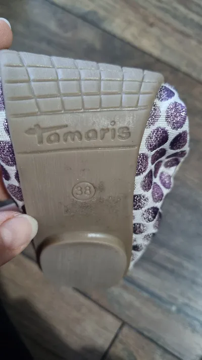 Tamaris Damen Ballerinas Gr. 38 Lila Silber Punkte Slipper