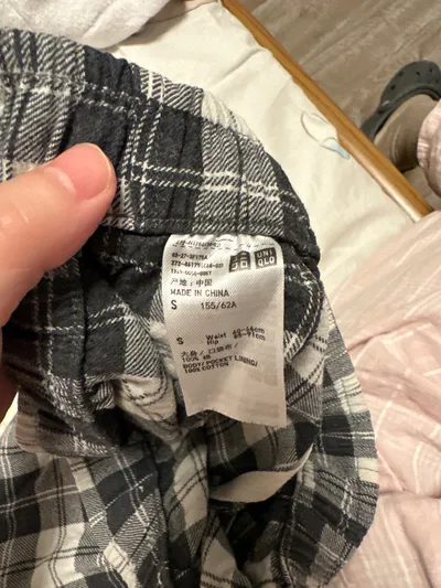UNIQLO Damen Jogginghose Lounge Pants Kariert Grau Gr. 36, S Baumwolle