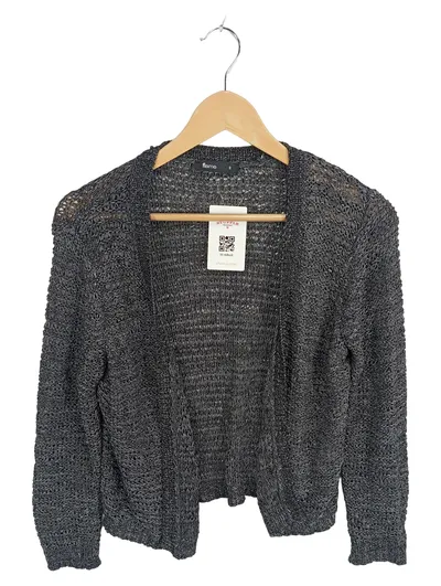 Flame Strickjacke Damen Gr. S Grau Meliert Offen Cardigan