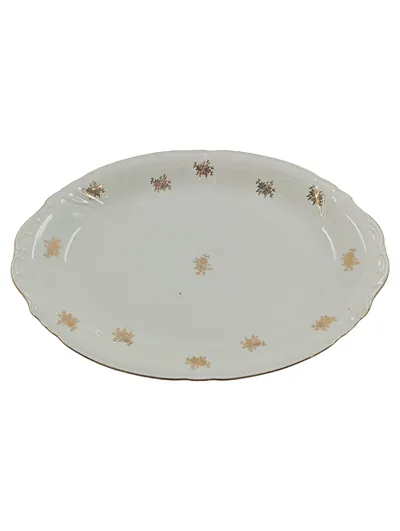 Bavaria Servierplatte Porzellan Weiß Gold Blumenmuster 35 cm Klassisch