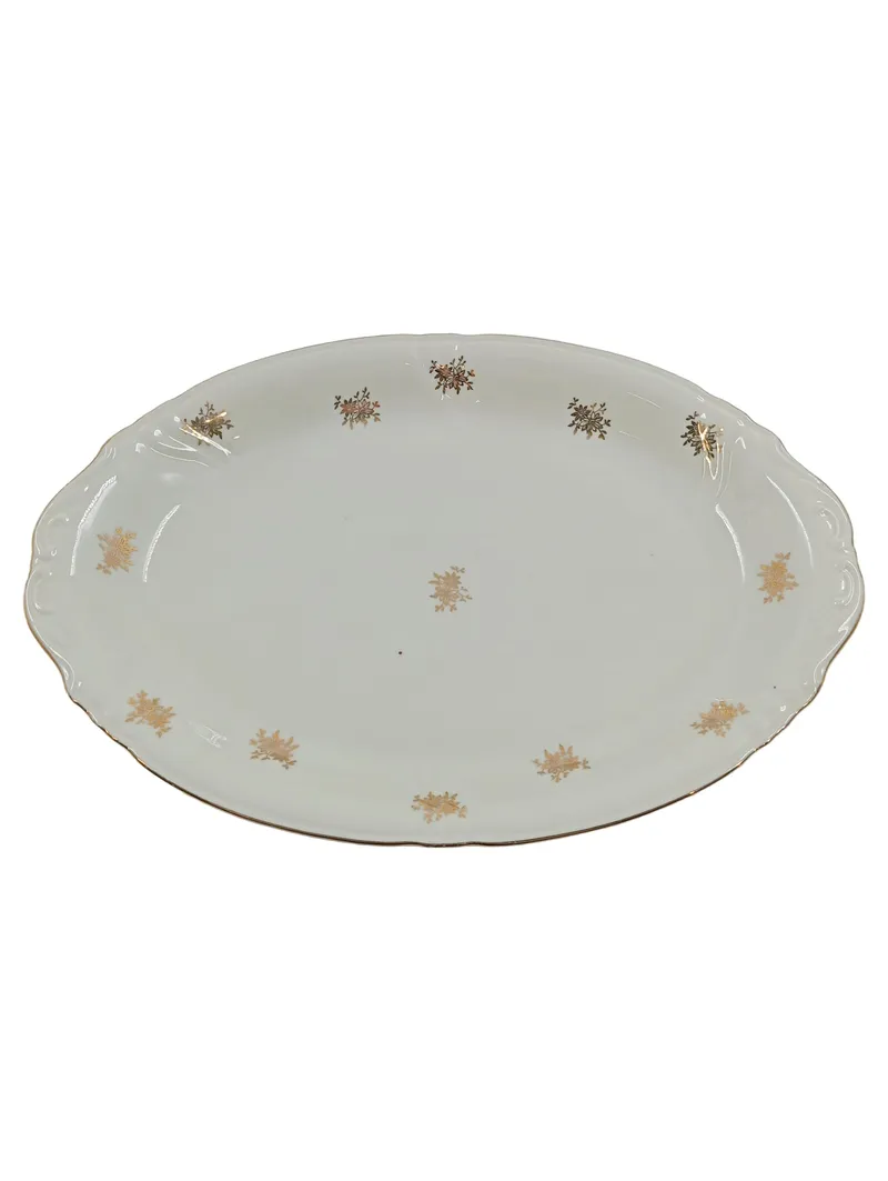 Bavaria Servierplatte Porzellan Weiß Gold Blumenmuster 35 cm Klassisch 1