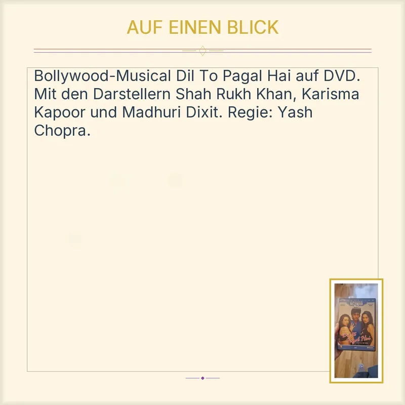 Dil To Pagal Hai DVD Bollywood Liebesfilm Shah Rukh Khan Madhuri Dixit Karisma 2