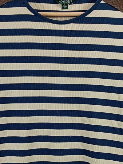 Lauren Ralph Lauren Damen Pullover Gr. 40 L Blau Gestreift Maritim Zierzipper