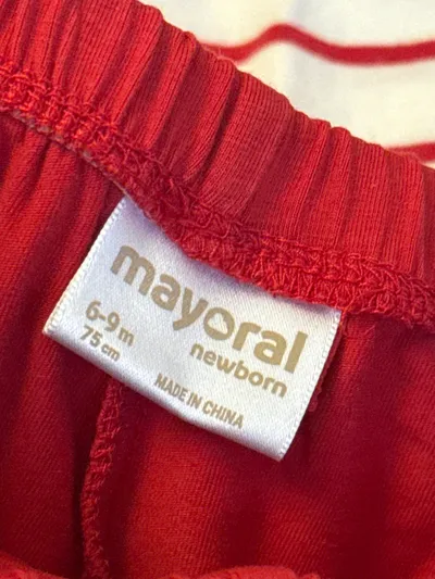 Mayoral Baby Set Shirt Shorts Gr. 75/74 Rot Gestreift Maritim Krabbe