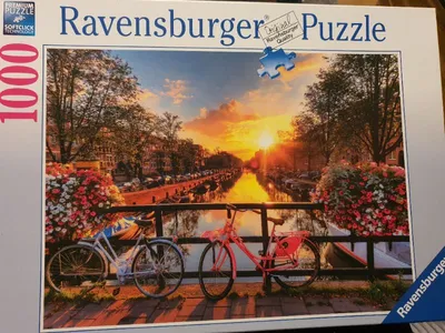 Ravensburger Puzzle 1000 Teile Amsterdam Sonnenuntergang Fahrrad Kanal