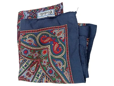 Codello Einstecktuch Blau Paisley Seide 48x48 cm Klassisch Herren