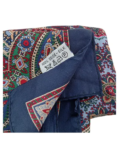 Codello Einstecktuch Blau Paisley Seide 48x48 cm Klassisch Herren