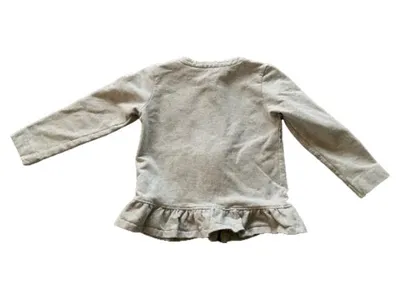Steiff Mädchen Sweatjacke Gr. 116 grau meliert Rüschen Teddybär