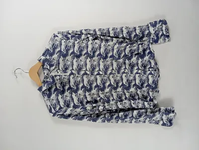 KAFFE Damen Hemdbluse Bluse Gr. 38 Blau Tiermotive Casual Langarm