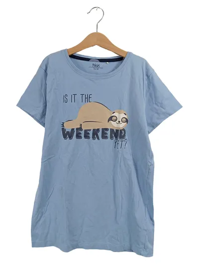 Yigga Kinder T-Shirt Gr. 158 Blau Faultier Print Is it the weekend yet?